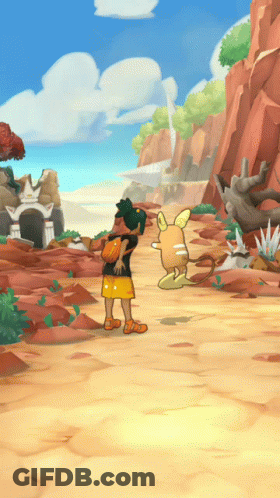 Boy Standing Next To Bunny Cartoon GIF