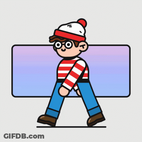 A Cartoon Drawing Of A Boy Wearing A Striped Shirt And A Hat GIF