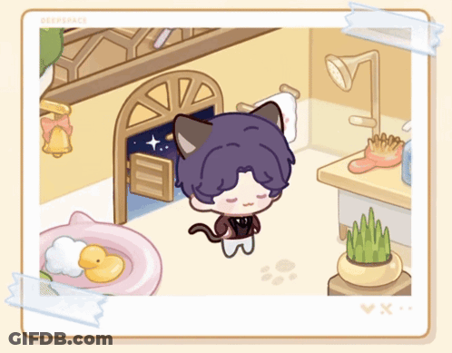 A Cartoon Drawing Of A Boy With A Cat 'S Ears GIF