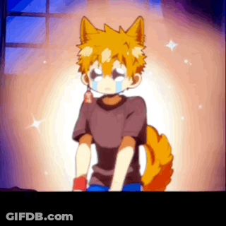 A Cartoon Drawing Of A Boy With A Dog Tail Crying GIF