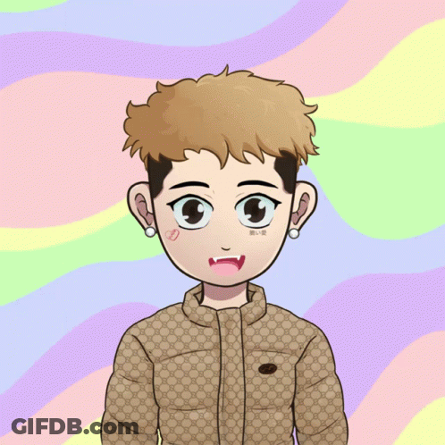 A Cartoon Drawing Of A Boy With A Gucci Jacket On GIF