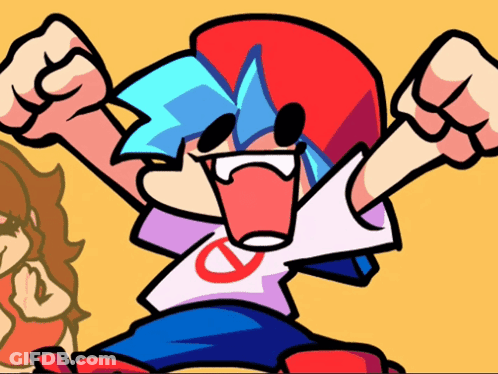 A Cartoon Drawing Of A Boy With His Fist Up GIF