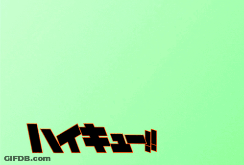 A Cartoon Drawing Of A Boy With Orange Hair And The Word Haikyu On His Shirt GIF