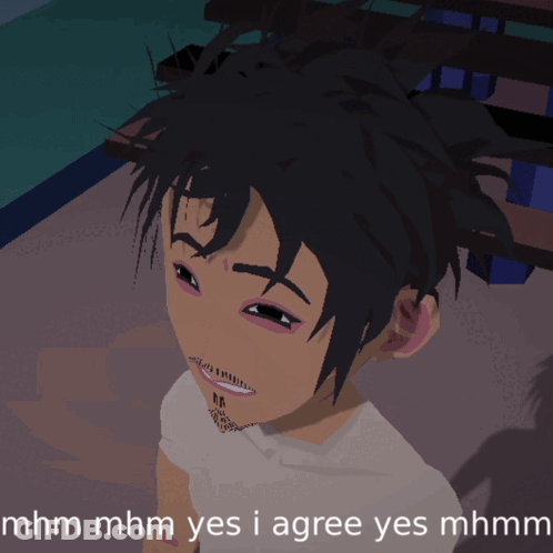A Cartoon Drawing Of A Boy With The Words Mhm Mhm Yes I Agree Yes Mhmm GIF