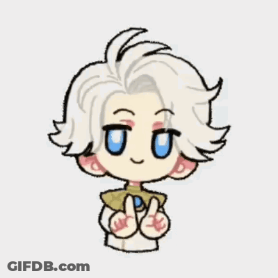 A Cartoon Drawing Of A Boy With White Hair And Blue Eyes Giving A Thumbs Up . GIF
