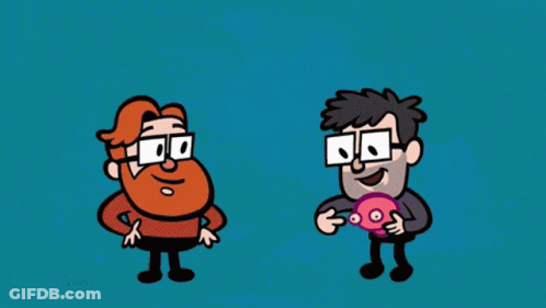 A Cartoon Drawing Of A Brain With A Man Behind It GIF