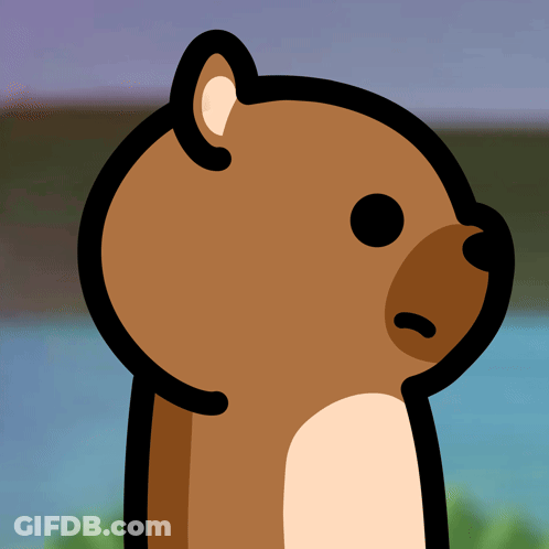 A Cartoon Drawing Of A Brown Bear With A Serious Look On His Face GIF