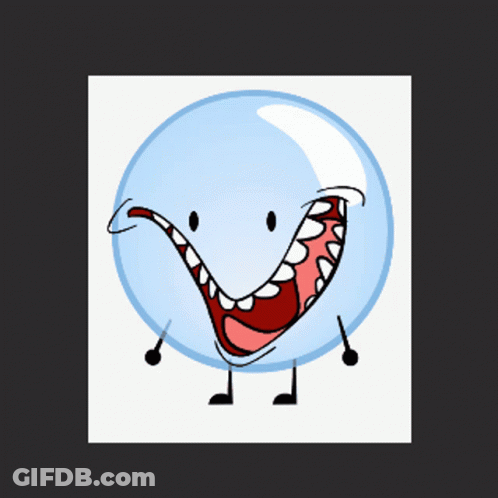 A Cartoon Drawing Of A Bubble With A Mouth Open GIF