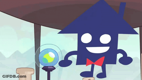 A Cartoon Drawing Of A Building With Arms And Legs Holding A Globe GIF