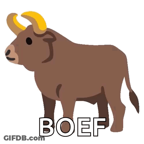 A Cartoon Drawing Of A Bull With The Word Beef Written Below It GIF