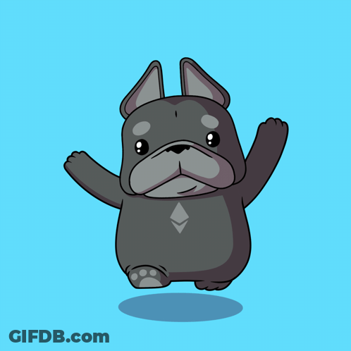 A Cartoon Drawing Of A Bulldog With A Triangle On Its Chest GIF
