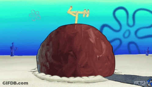 A Cartoon Drawing Of A Cake With A Spongebob Character On Top Of It GIF