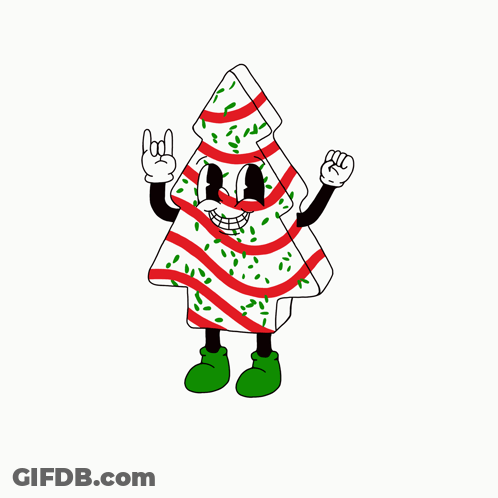 A Cartoon Drawing Of A Candy Cane Christmas Tree With A Face GIF