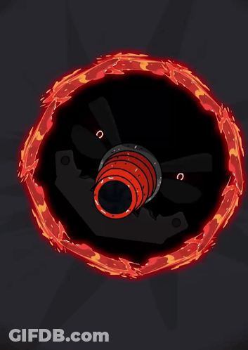 A Cartoon Drawing Of A Cannon Surrounded By Fire GIF
