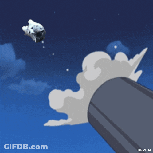A Cartoon Drawing Of A Cannon With The Word Rezen On It GIF