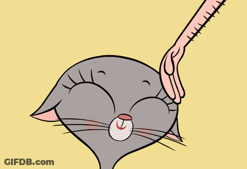 A Cartoon Drawing Of A Cat Being Petted By A Person 'S Hand GIF