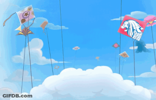 A Cartoon Drawing Of A Cat Flying A Kite GIF