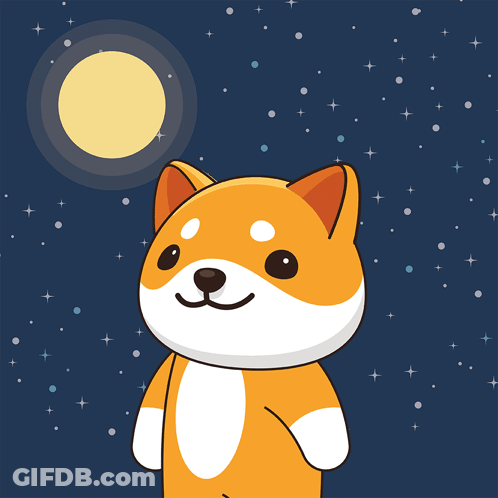 A Cartoon Drawing Of A Cat Looking Up At The Moon With The Word Awc Behind It GIF
