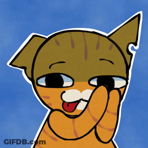A Cartoon Drawing Of A Cat Making A Face GIF