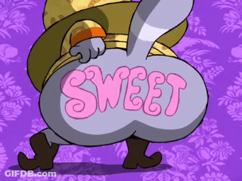 A Cartoon Drawing Of A Cat 'S Butt With The Word Sweet On It GIF