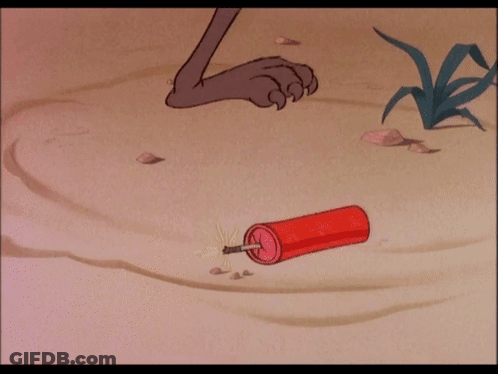 A Cartoon Drawing Of A Cat 'S Paw And A Red Can On The Ground GIF