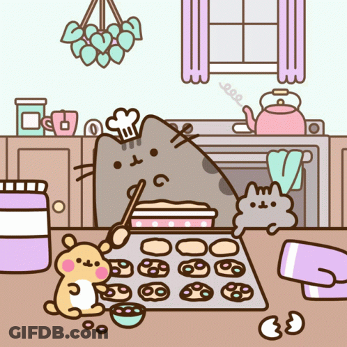 A Cartoon Drawing Of A Cat Wearing A Chef 'S Hat GIF