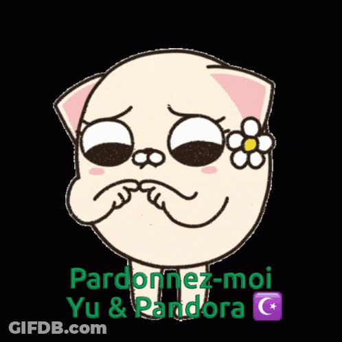 A Cartoon Drawing Of A Cat With A Flower In Its Eye GIF