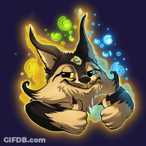 A Cartoon Drawing Of A Cat With A Glowing Eye GIF