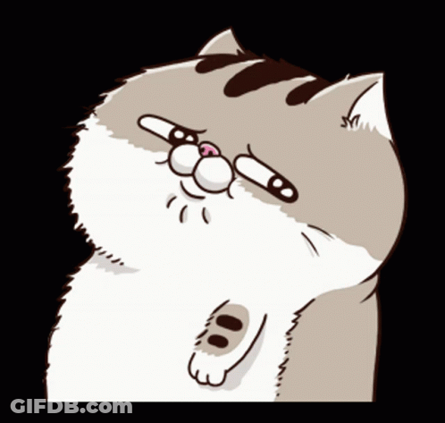 A Cartoon Drawing Of A Cat With A Pink Nose GIF