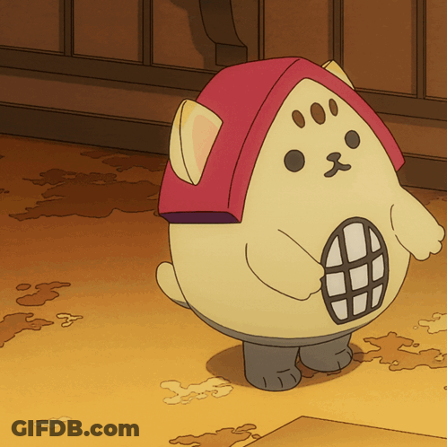 A Cartoon Drawing Of A Cat With A Red Hood GIF