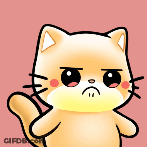 A Cartoon Drawing Of A Cat With A Sad Face GIF