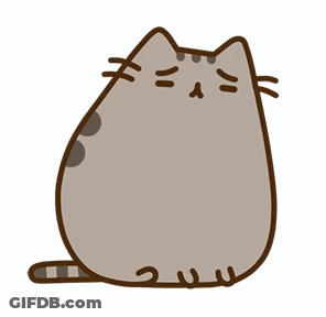 A Cartoon Drawing Of A Cat With A Sad Look On Its Face . GIF