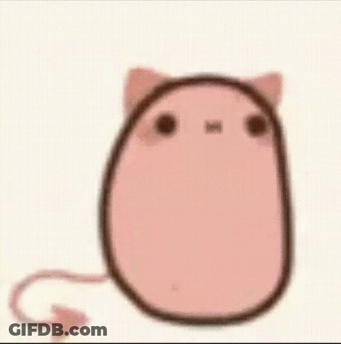 A Cartoon Drawing Of A Cat With A Tail And Ears . GIF