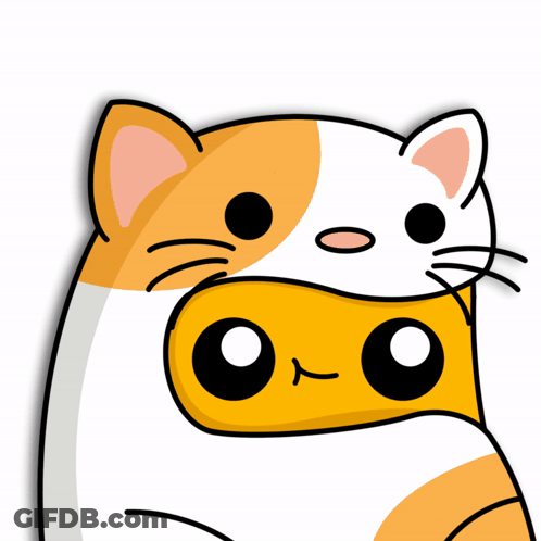 A Cartoon Drawing Of A Cat With A Yellow Face GIF