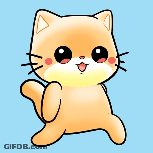 A Cartoon Drawing Of A Cat With A Yellow Nose GIF