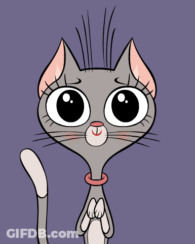 A Cartoon Drawing Of A Cat With Big Eyes GIF