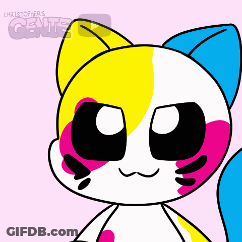 A Cartoon Drawing Of A Cat With Christopher 'S Genie Written On The Bottom Right GIF