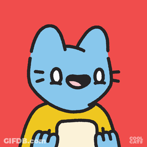 A Cartoon Drawing Of A Cat With Hearts On Its Face And The Words Cool Cats Below It GIF