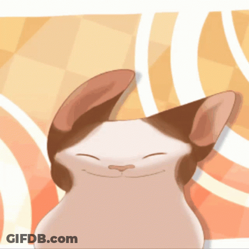 A Cartoon Drawing Of A Cat With Its Eyes Closed On A Colorful Background GIF