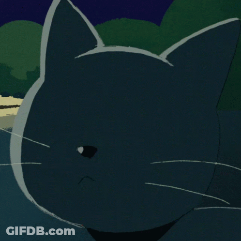 A Cartoon Drawing Of A Cat With Its Mouth Wide Open GIF