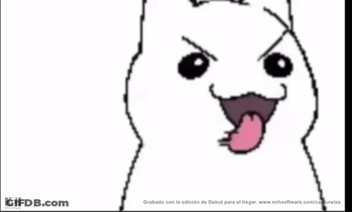 A Cartoon Drawing Of A Cat With Its Tongue Hanging Out . GIF