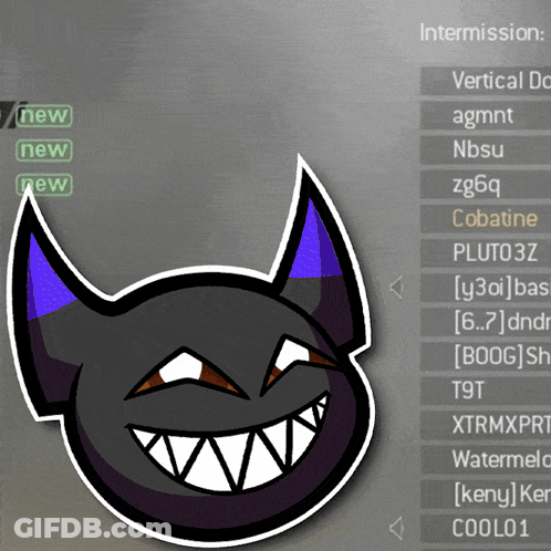 Cartoon Cat With Purple Ears And Teeth GIF
