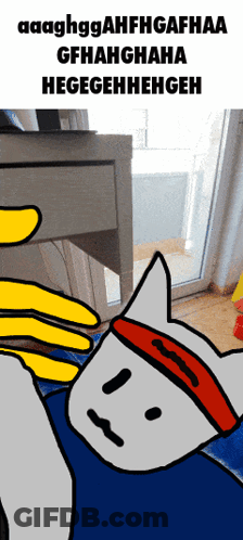 A Cartoon Drawing Of A Cat With The Words Aaaghggahfhgafhaa Gfhanhghana Hegegehheghe GIF