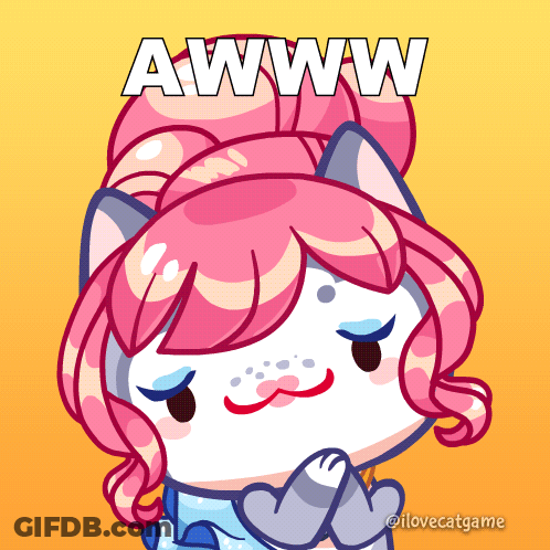 A Cartoon Drawing Of A Cat With The Words Awww Written On It GIF