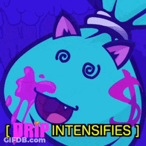 A Cartoon Drawing Of A Cat With The Words Drip Intensifies Written On It GIF