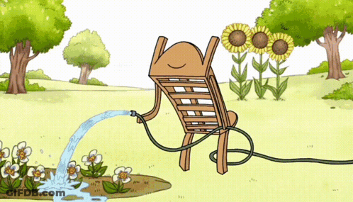 A Cartoon Drawing Of A Chair With A Hose Attached To It GIF