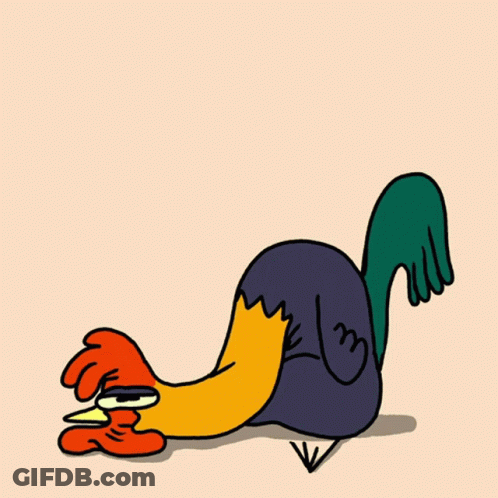 A Cartoon Drawing Of A Chicken With A Duck Tail GIF