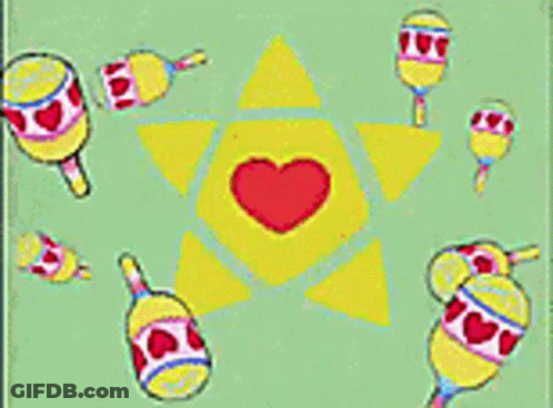 A Cartoon Drawing Of A Child Holding A Heart And A Maracas GIF