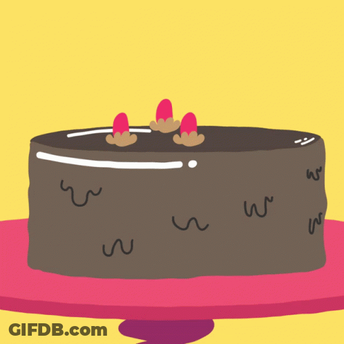 A Cartoon Drawing Of A Chocolate Cake With Strawberries On It GIF