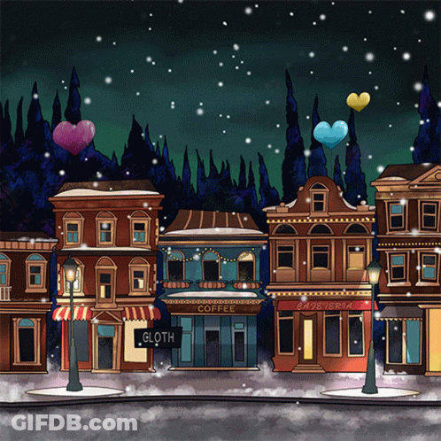 A Cartoon Drawing Of A City With A Sign That Says Gloth GIF